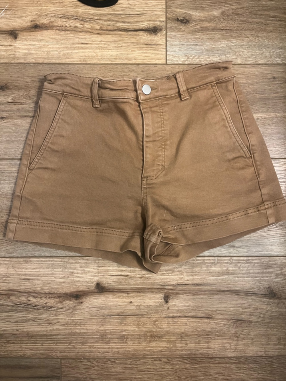 Everlane Camel High-Rise Cotton Shorts